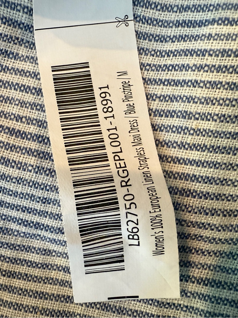 Quince 100% European Linen Strapless Maxi Dress Blue Pinstripe M Seersucker - Picture 7 of 8